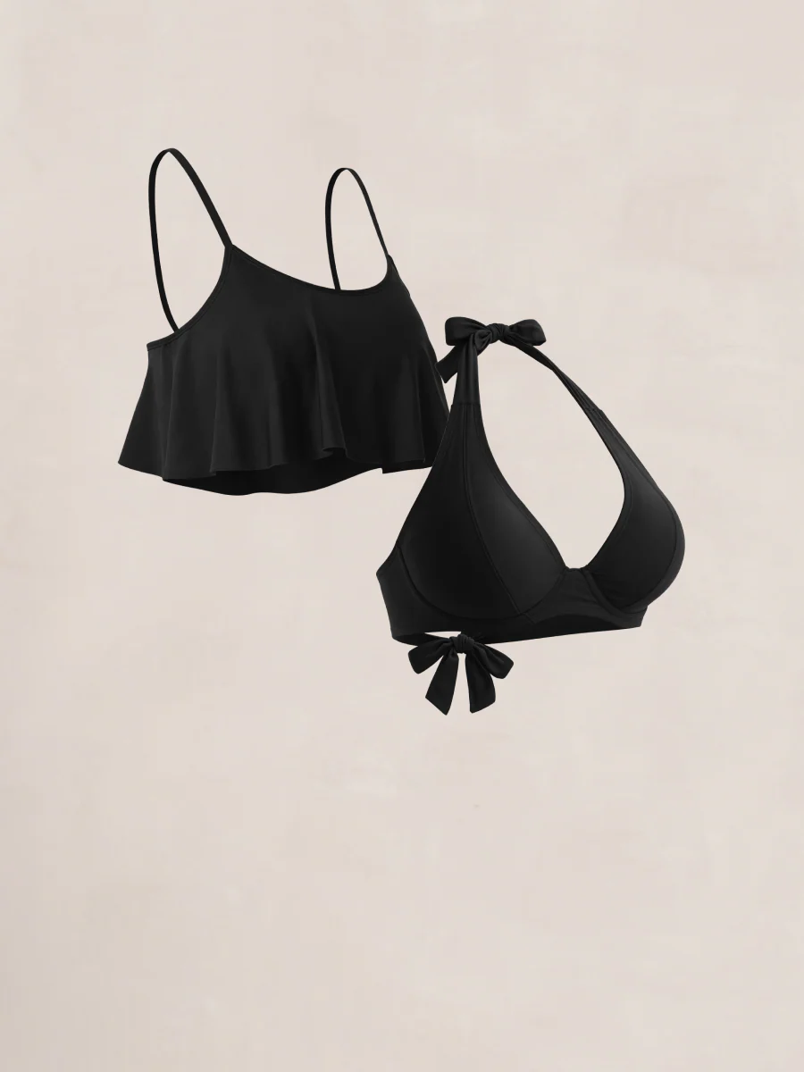 Bundle Shapermint Essentials - 1 Halter Bikini Top + 1 Ruffled Bikini Top