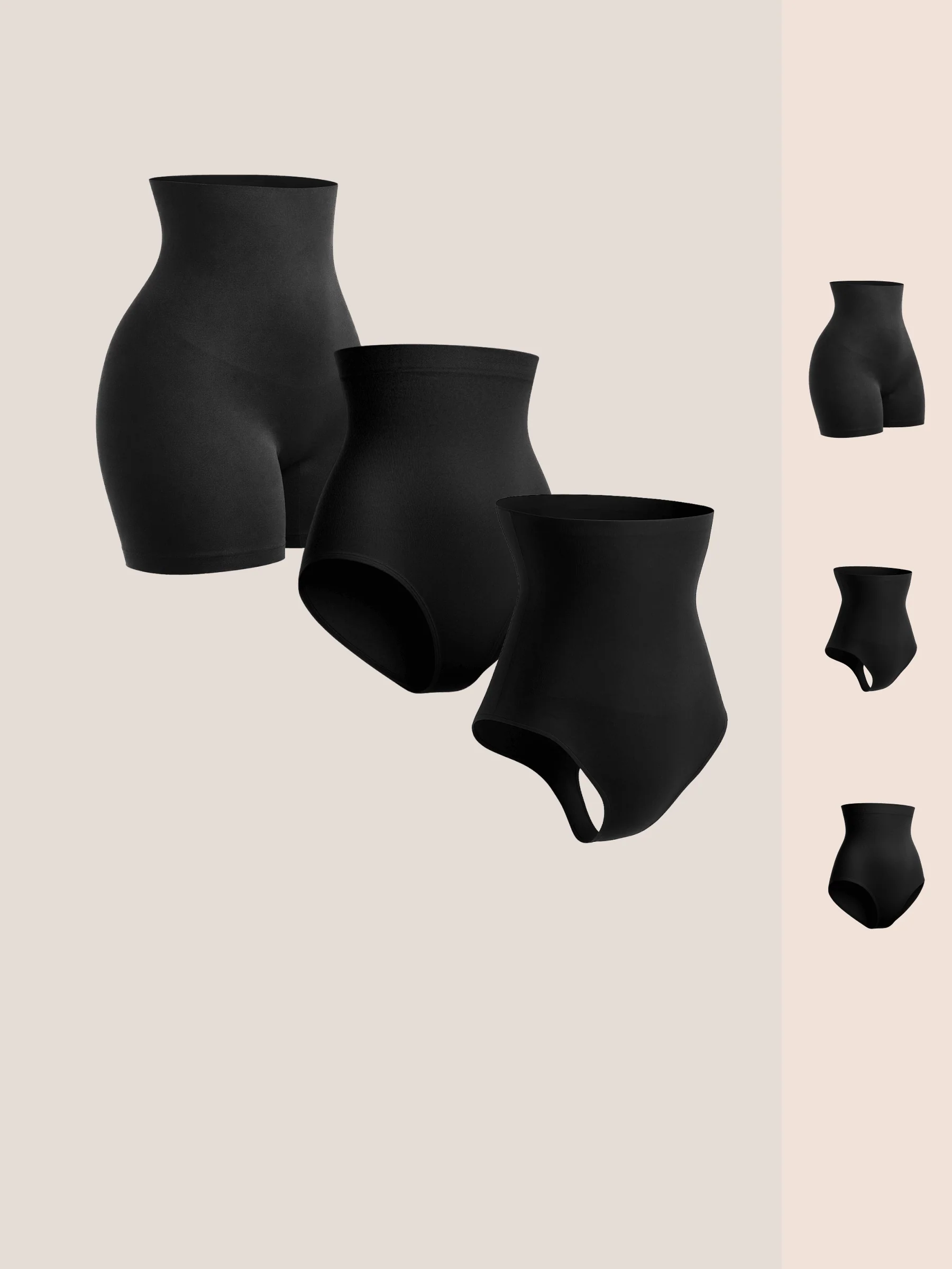 Bundle Shapermint Essentials - 1 High Waisted Shaper Thong + 1 High Waisted Shaper Boyshort + 1 High Waisted Shaping Panty