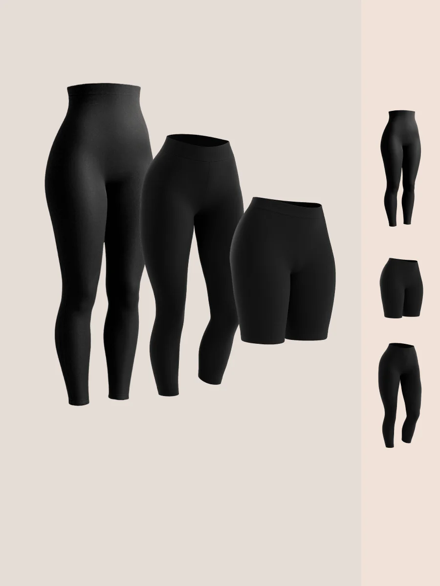 Bundle Shapermint Essentials - 1 High Waisted Shaping Leggings + 1 Capri + 1 Bikeshort