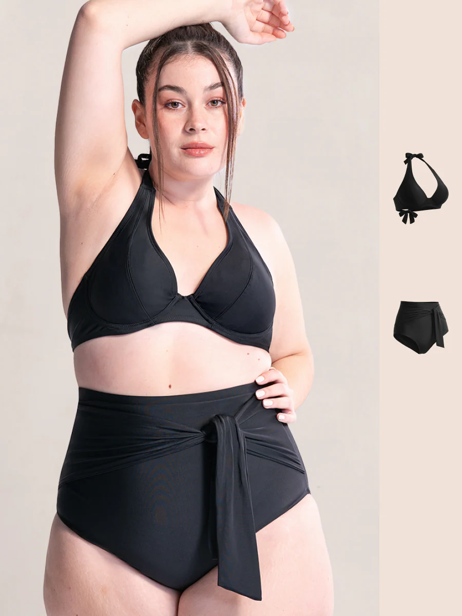Bundle Shapermint Essentials - 1 Tie-Belt Swim Bottom + 1 Halter Bikini Top