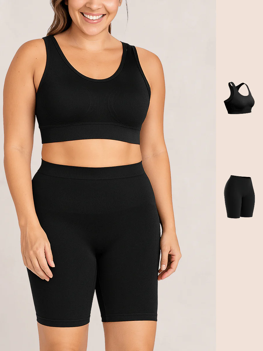 Bundle Truekind® & Shapermint Essentials - 1 Seamless Racerback Sports Bra + 1 Bike Short