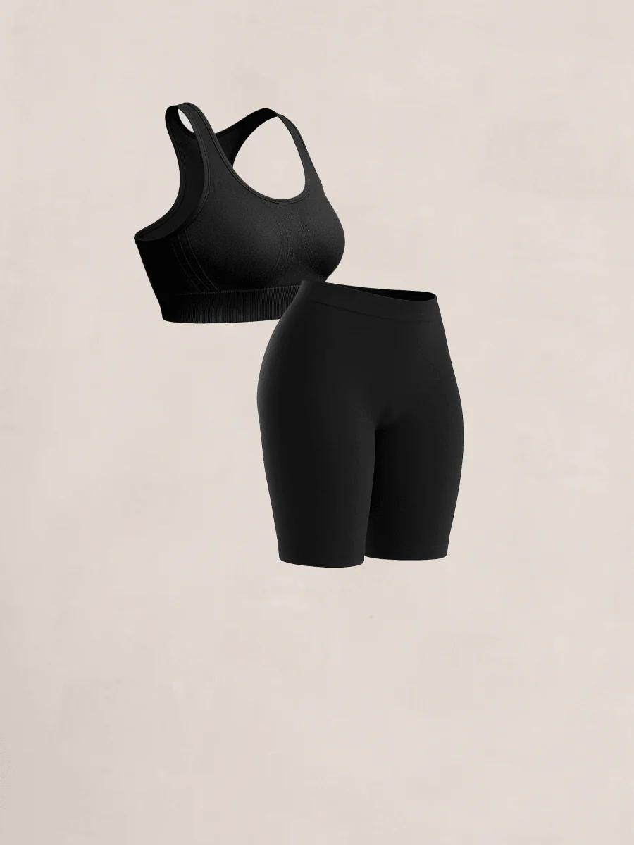 Bundle Truekind® & Shapermint Essentials - 1 Seamless Racerback Sports Bra + 1 Bike Short - Image 2