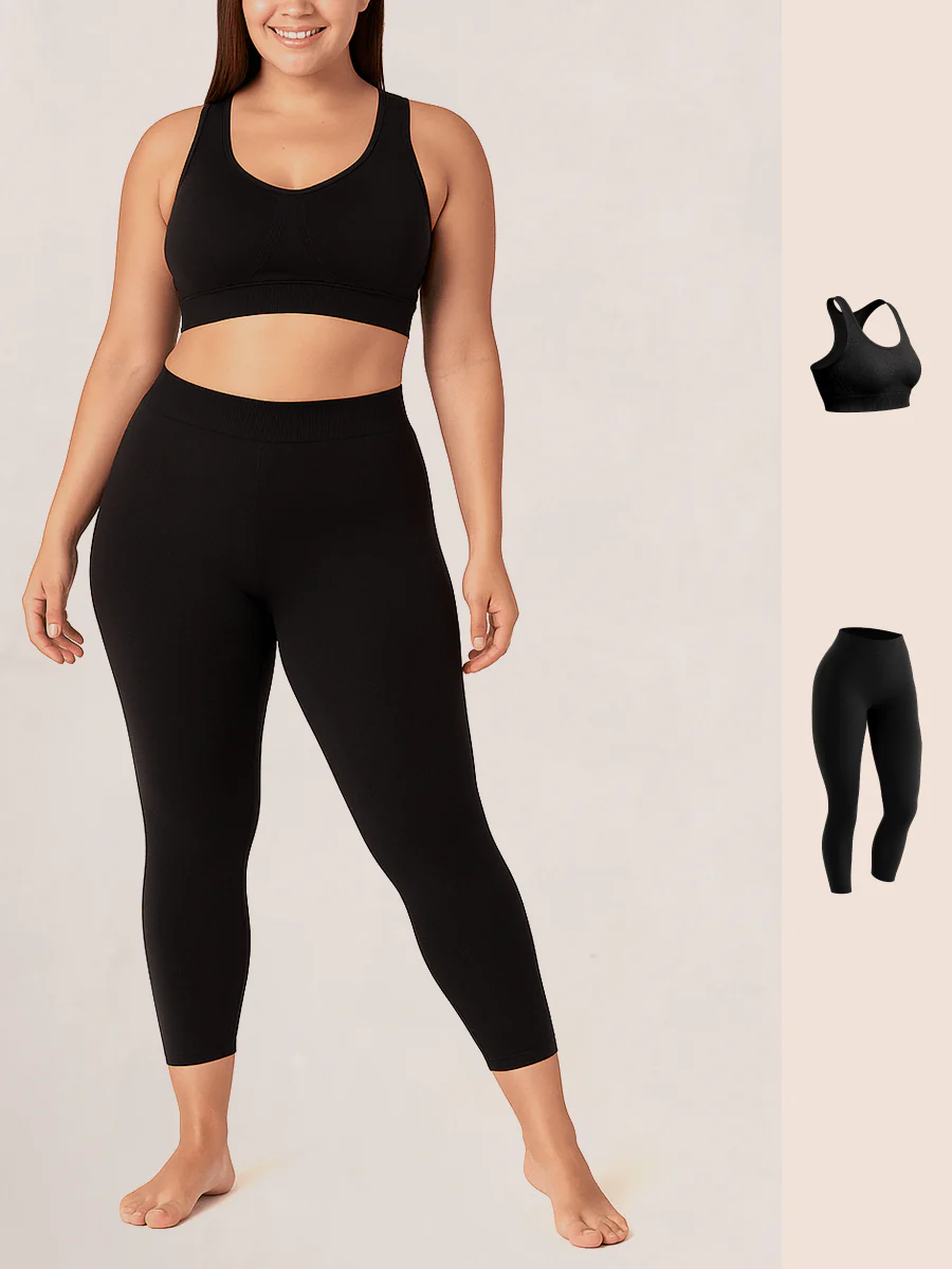 Bundle Truekind® & Shapermint Essentials - 1 Seamless Racerback Sports Bra + 1 Capri