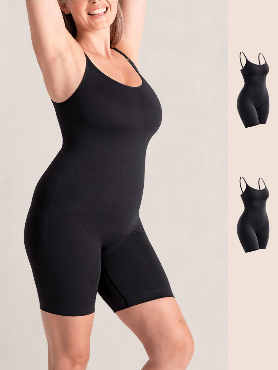 Shapermint Essentials 2-Pack All Day Every Day Scoop Neck Mid-Thigh Bodysuit
