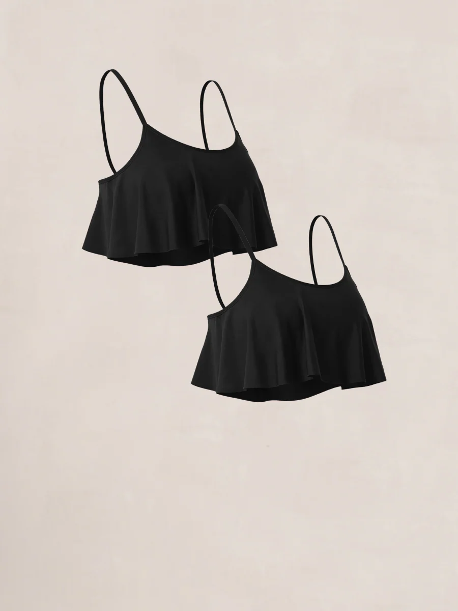 Shapermint Essentials 2-Pack Swim Ruffled Bikini Top - Image 2