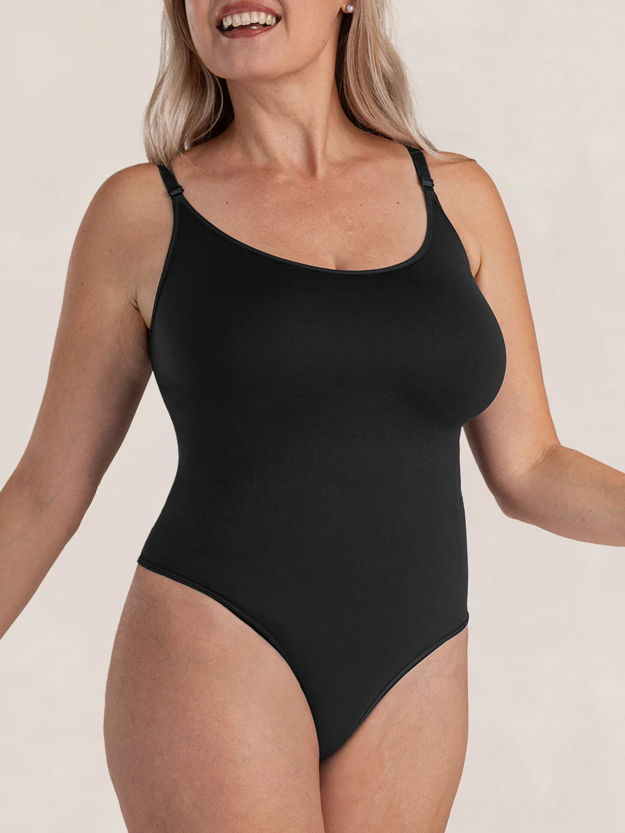 Shapermint Essentials All Day Every Day Scoop Neck Thong Bodysuit