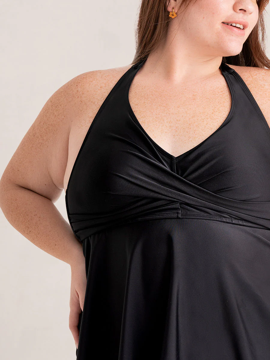 Shapermint Essentials Twist-Front V-Neck Halter Tankini - Image 4